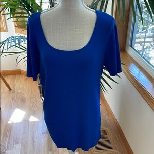 Jones New York Blue Fitted Short Sleeve Sweet Tee